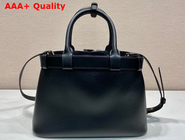 Prada Buckle Medium Leather Handbag with Belt in Black 1BA434 Replica