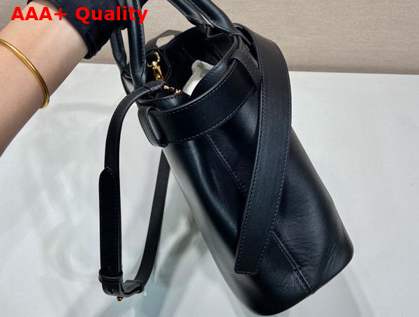 Prada Buckle Medium Leather Handbag with Belt in Black 1BA434 Replica