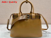 Prada Buckle Medium Leather Handbag with Belt in Caramel 1BA434 Replica