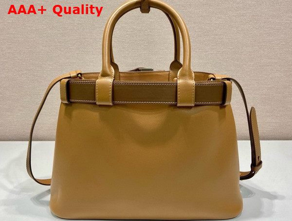 Prada Buckle Medium Leather Handbag with Belt in Caramel 1BA434 Replica