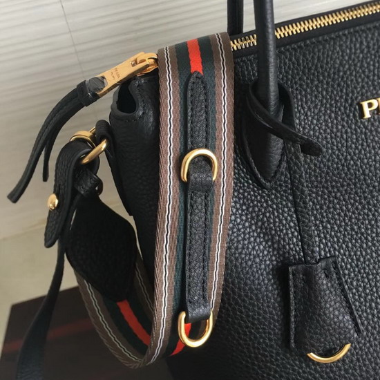 Prada Calf Leather Bag with Doulbe Handle Black