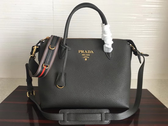 Prada Calf Leather Bag with Doulbe Handle Grey