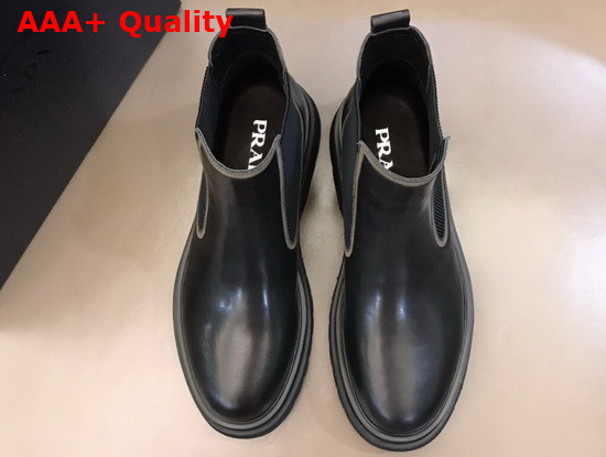 Prada Calf Leather Chelsea Boots in Black for Men Replica