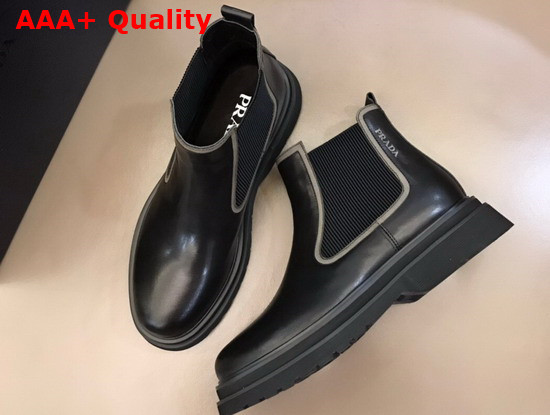 Prada Calf Leather Chelsea Boots in Black for Men Replica