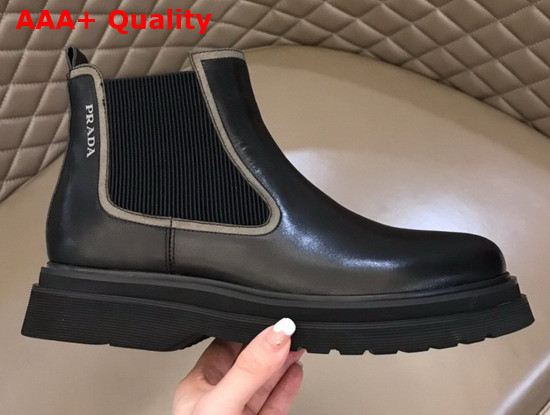 Prada Calf Leather Chelsea Boots in Black for Men Replica