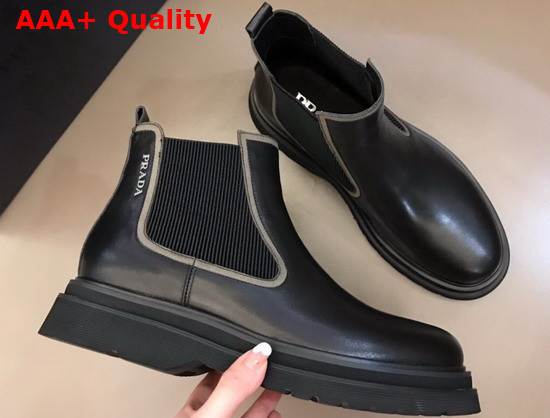 Prada Calf Leather Chelsea Boots in Black for Men Replica