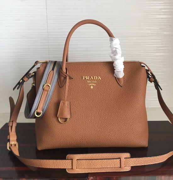 Prada Calf Leather Handle Bag in Brown