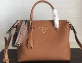 Prada Calf Leather Handle Bag in Brown