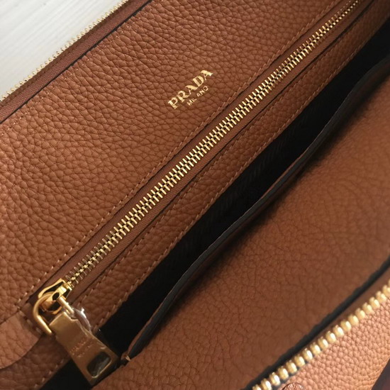 Prada Calf Leather Handle Bag in Brown