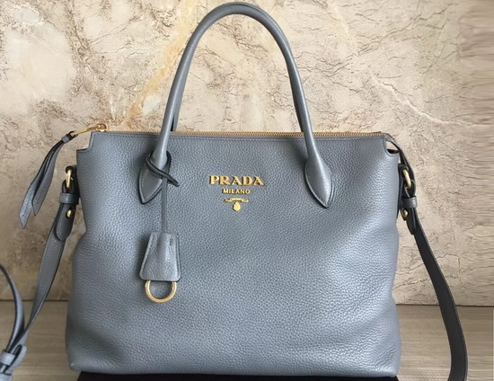 Prada Calf Leather Handle Bag in Light Blue