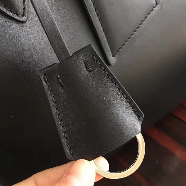 Prada Calf Leather Tote in Black with Khaki Interior