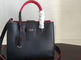 Prada Calf Leather Tote in Black with Red Interior