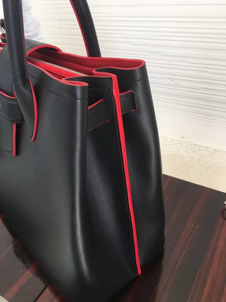 Prada Calf Leather Tote in Black with Red Interior