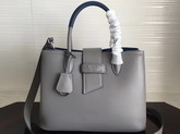 Prada Calf Leather Tote in Light Grey