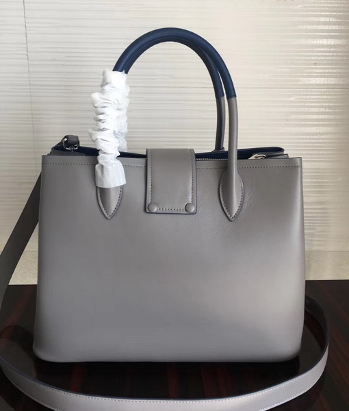 Prada Calf Leather Tote in Light Grey