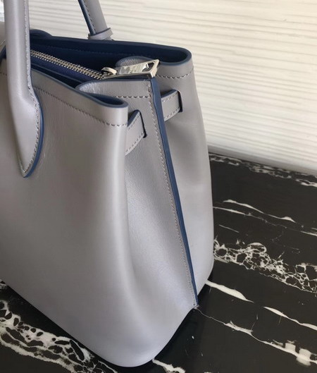 Prada Calf Leather Tote in Light Grey