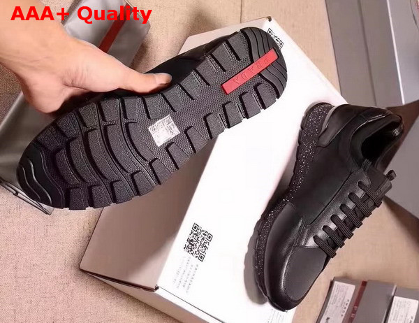 Prada Calf Leather and Quilted Nylon Sneaker Black Replica