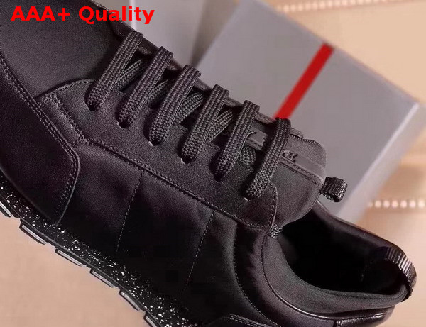 Prada Calf Leather and Quilted Nylon Sneaker Black Replica