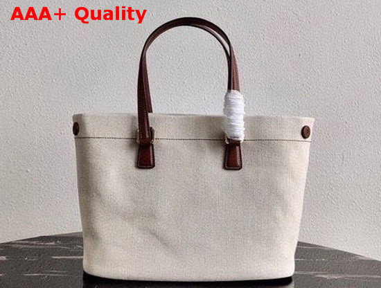 Prada Canvas and Leather Tote in Beige Replica