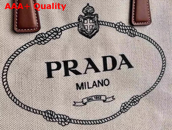 Prada Canvas and Leather Tote in Beige Replica