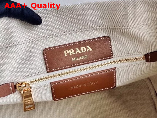 Prada Canvas and Leather Tote in Beige Replica