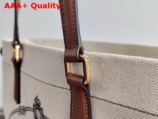 Prada Canvas and Leather Tote in Beige Replica