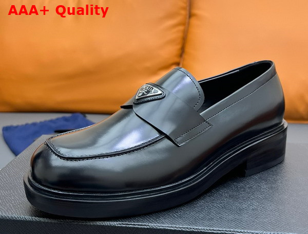 Prada Chocolate Brushed Leather Loafers in Black 2DE127 Replica