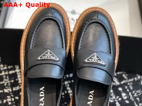 Prada Chocolate Leather Loafer in Black 1D246M Replica