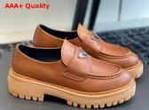 Prada Chocolate Leather Loafer in Cognac 1D246M Replica