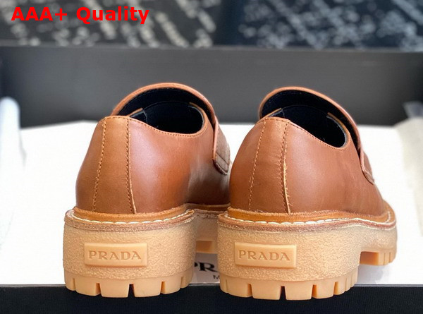 Prada Chocolate Leather Loafer in Cognac 1D246M Replica