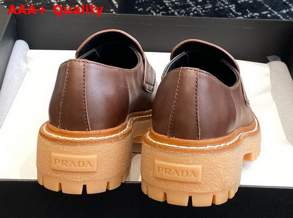 Prada Chocolate Leather Loafer in Dark Brown 1D246M Replica