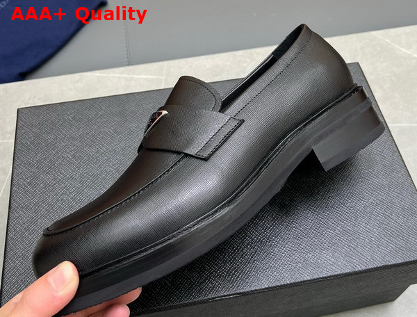 Prada Chocolate Saffiano Leather Loafers in Black for Men Replica