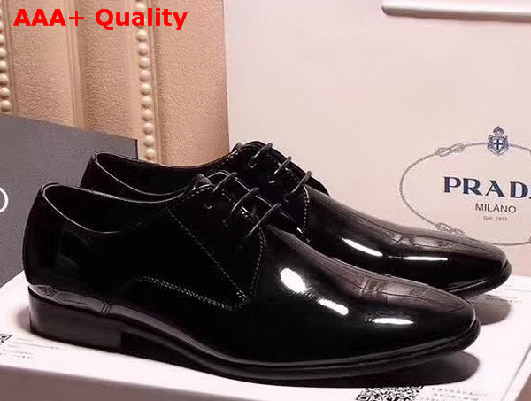 Prada Classic Derby Lace Up in Brushed Calf Leather and Rubber Sole Replica