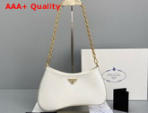 Prada Cleo Brushed Leather Chain Bag in White Replica