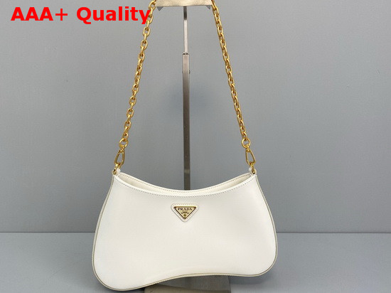 Prada Cleo Brushed Leather Chain Bag in White Replica