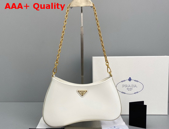 Prada Cleo Brushed Leather Chain Bag in White Replica