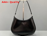 Prada Cleo Brushed Leather Shoulder Bag in Black Replica