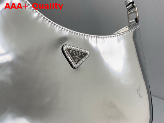 Prada Cleo Brushed Leather Shoulder Bag in Silver Replica