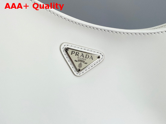 Prada Cleo Brushed Leather Shoulder Bag in White Replica