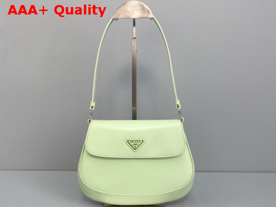 Prada Cleo Brushed Leather Shoulder Bag with Flap Aqua Replica