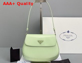 Prada Cleo Brushed Leather Shoulder Bag with Flap Aqua Replica