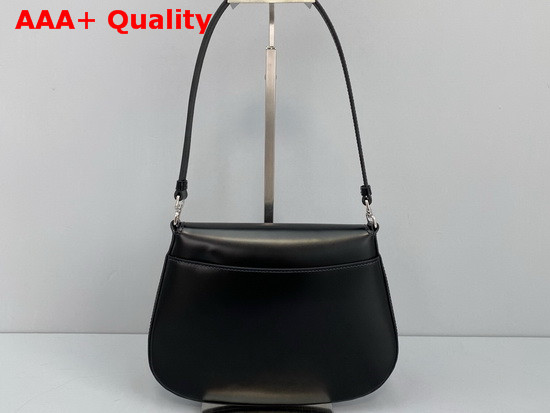 Prada Cleo Brushed Leather Shoulder Bag with Flap Black Replica