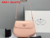 Prada Cleo Brushed Leather Shoulder Bag with Flap Pink Replica