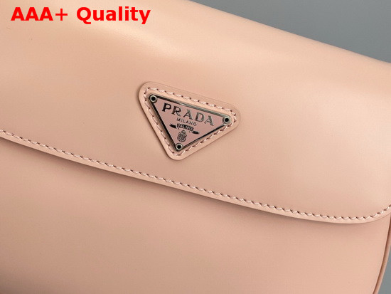 Prada Cleo Brushed Leather Shoulder Bag with Flap Pink Replica