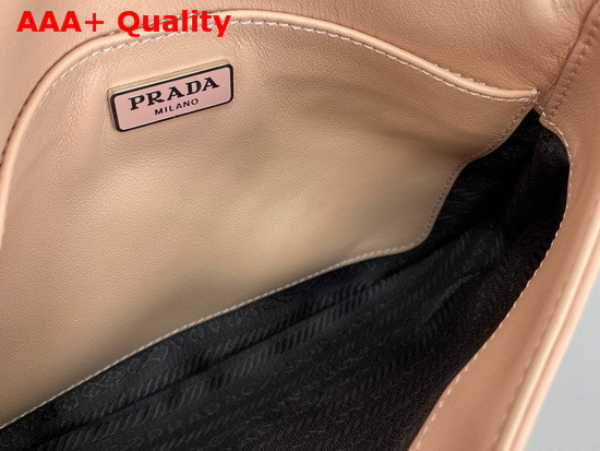 Prada Cleo Brushed Leather Shoulder Bag with Flap Pink Replica