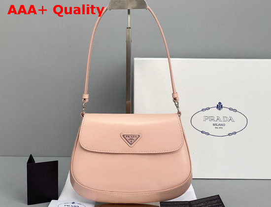 Prada Cleo Brushed Leather Shoulder Bag with Flap Pink Replica