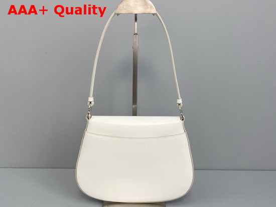 Prada Cleo Brushed Leather Shoulder Bag with Flap White Replica