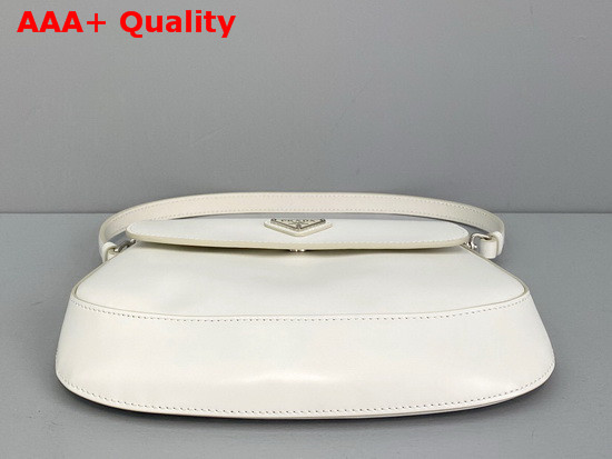 Prada Cleo Brushed Leather Shoulder Bag with Flap White Replica