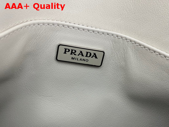 Prada Cleo Brushed Leather Shoulder Bag with Flap White Replica