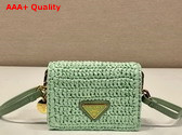 Prada Crochet Card Holder with Shoulder Strap in Aqua 1MR024 Replica